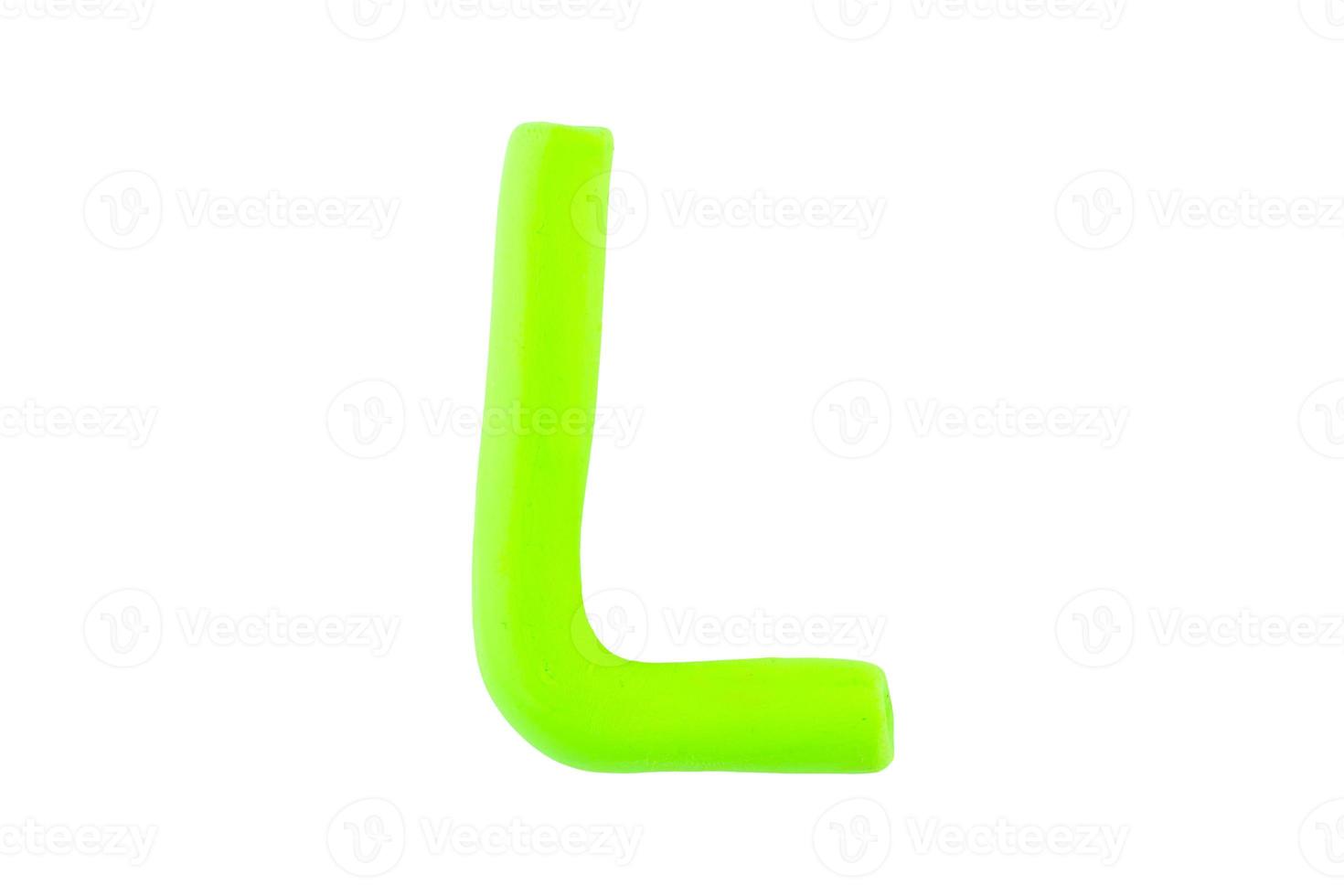 alphabet L English colorful letters Handmade letters molded from plasticine clay on Isolated white background photo