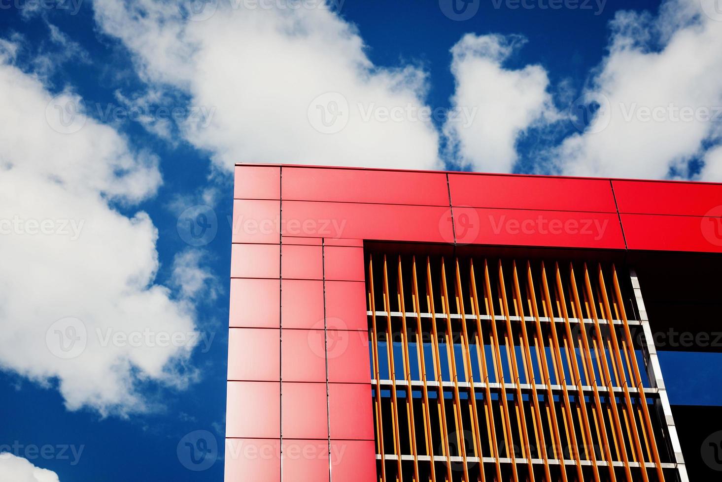 A detail of a colorful modern building photo