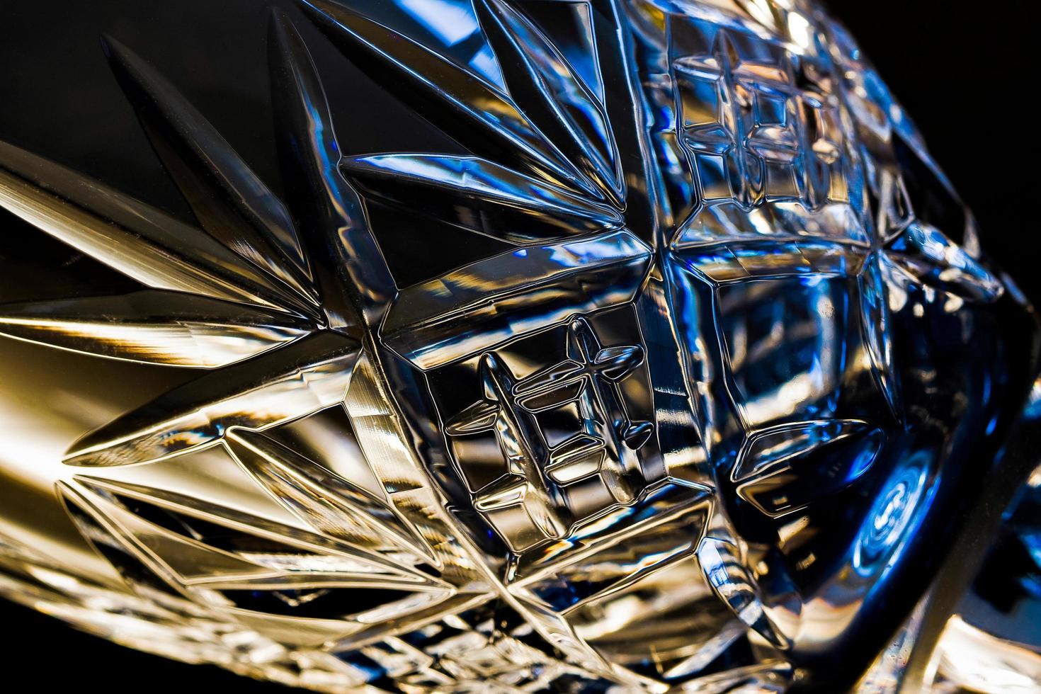 Close-Up Shot of a Cut Glass Wine Goblet photo