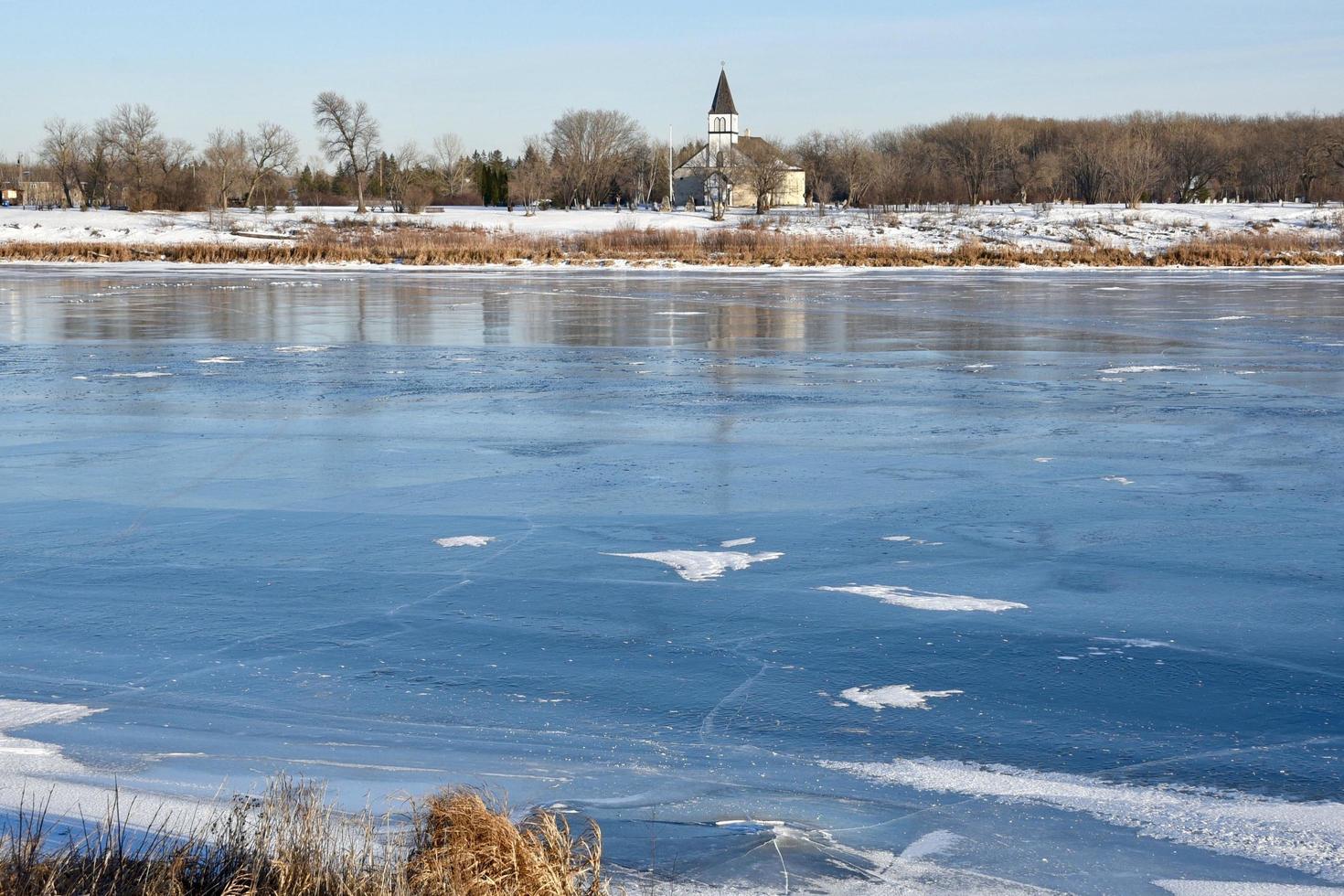 ice forming on the red river photo