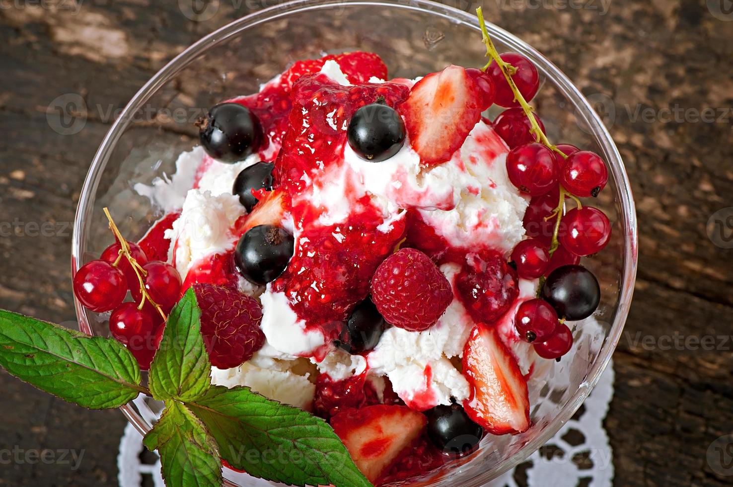 ice cream with berries photo