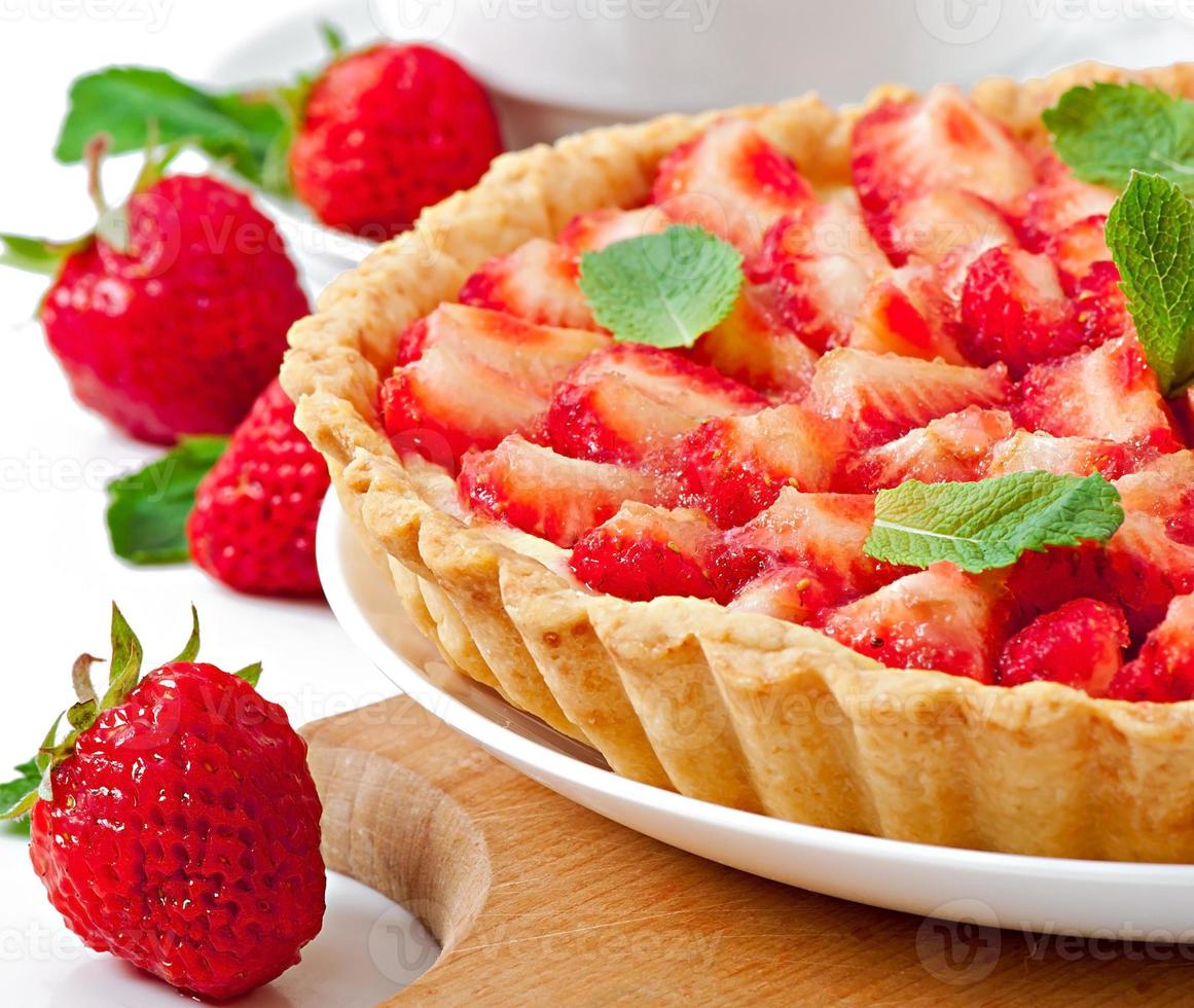 Strawberry tart with custard photo