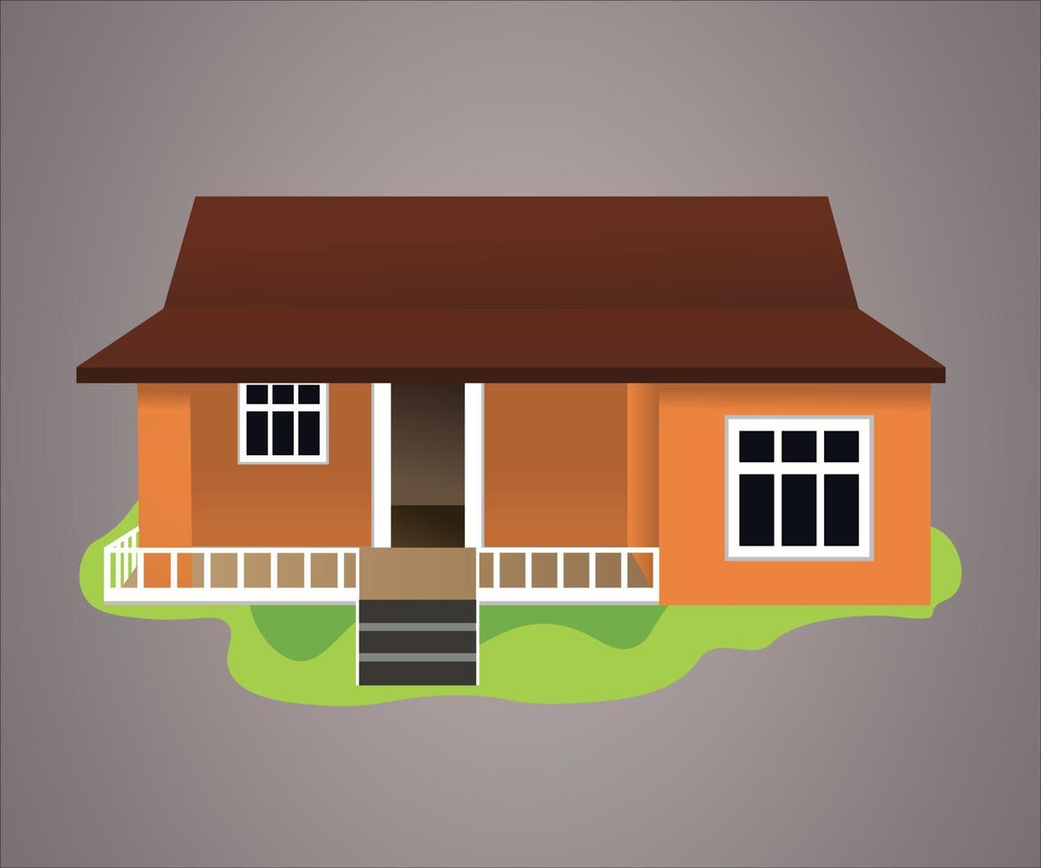 Cartoon house vector isolated on a gradient background, Modern house.