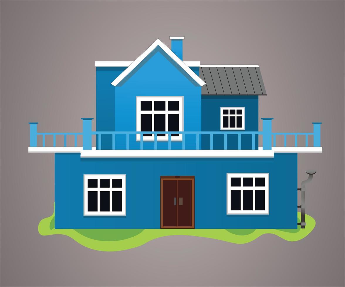 Cartoon house vector isolated on a gradient background, Modern house.