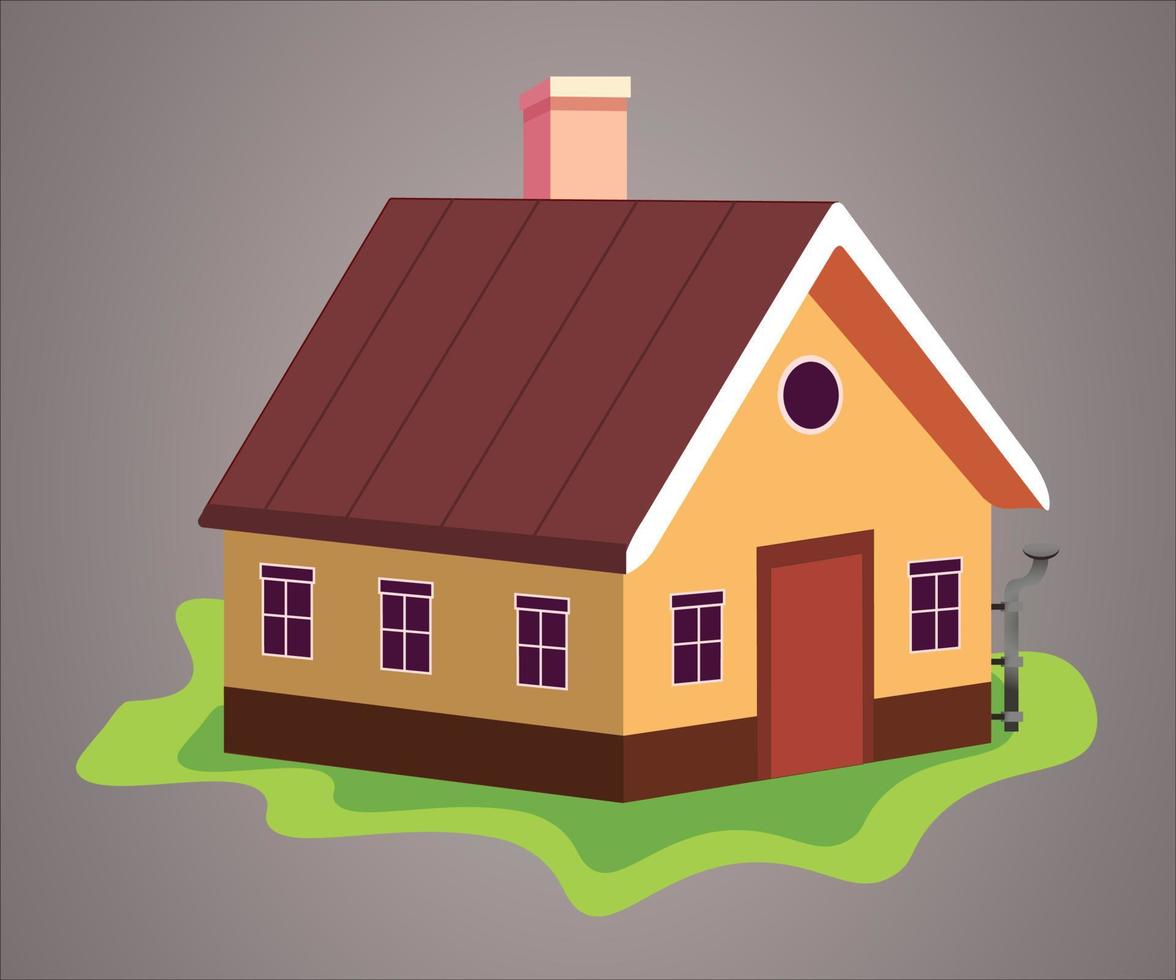 Cartoon house vector isolated on a gradient background, Modern house.