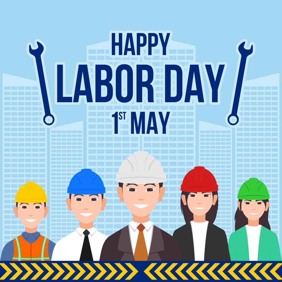 Happy labor day with people vector