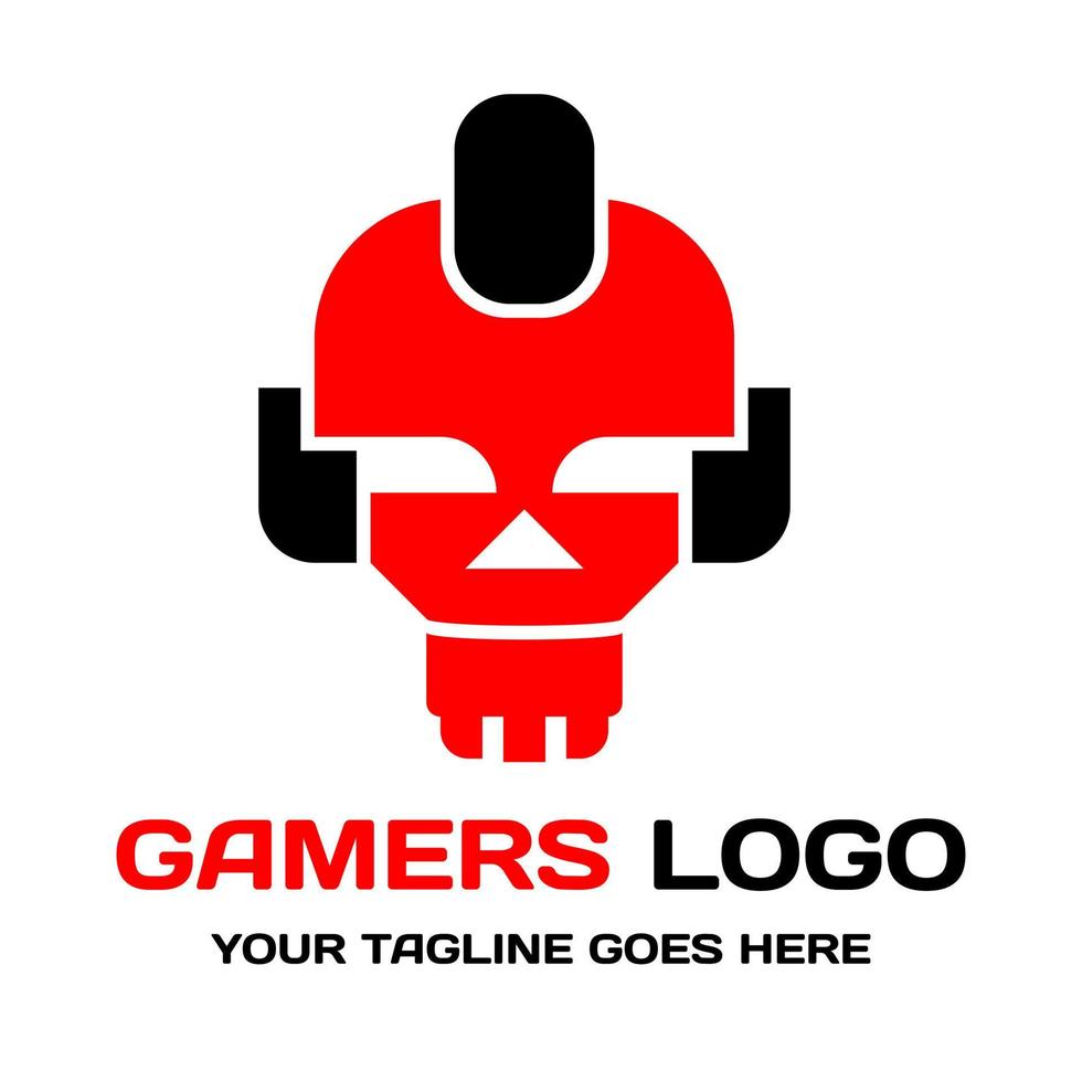 diseño del logotipo del cráneo robótico de los jugadores vector