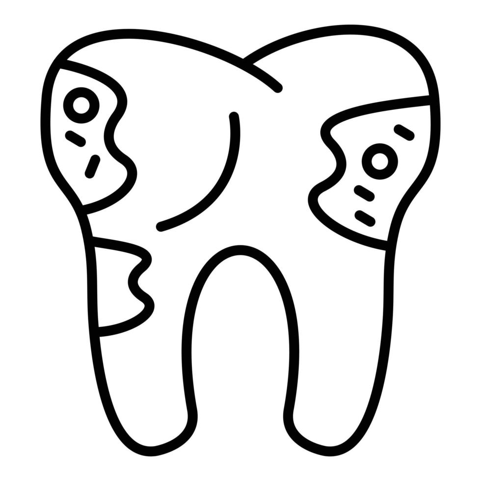 estilo de icono de dientes cariados vector