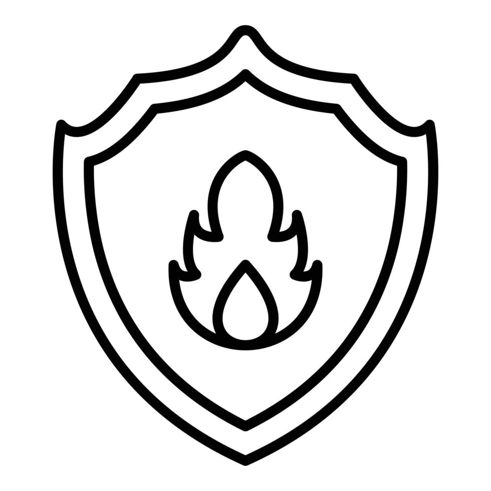 estilo de icono de escudo de fuego vector