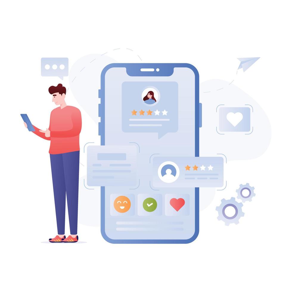 A flat illustration of customer rating in vector format