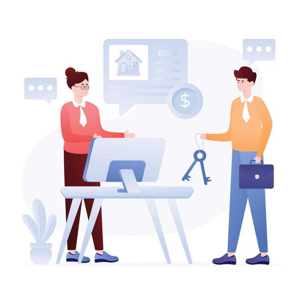 Get your hands on this property dealer flat illustration vector