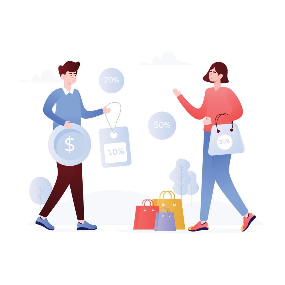 A customizable flat illustration of shopping sale vector