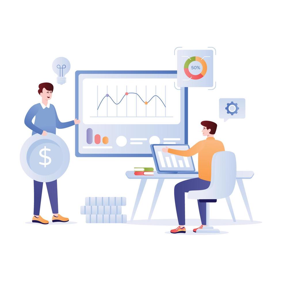 Business monitoring flat illustration is up for premium use vector