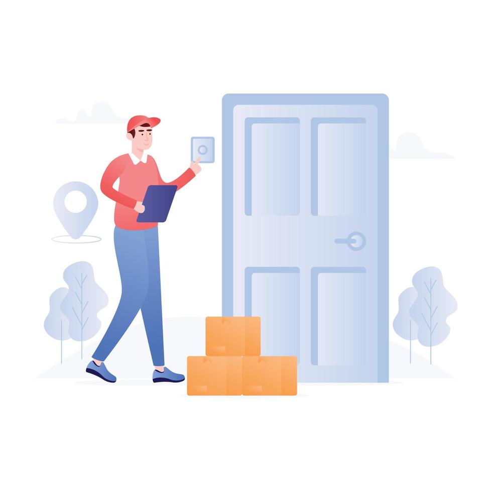 Carefully crafted flat illustration of door delivery vector