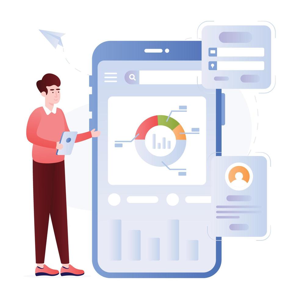 Business monitoring flat illustration is up for premium use vector