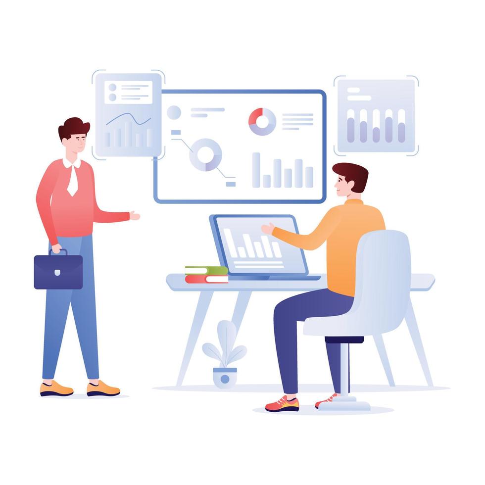 Business monitoring flat illustration is up for premium use vector
