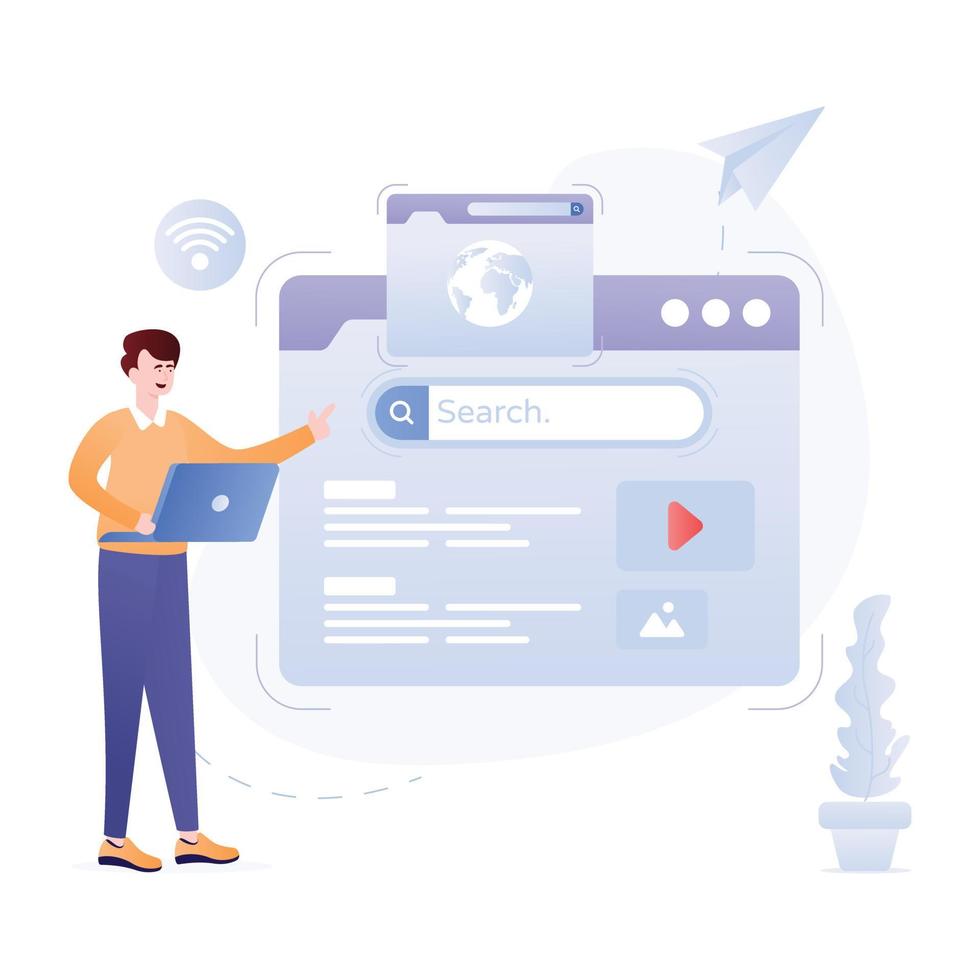 Website layout design, flat illustration of wireframe vector