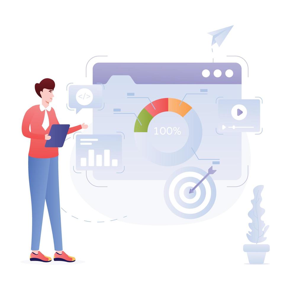 Business monitoring flat illustration is up for premium use vector