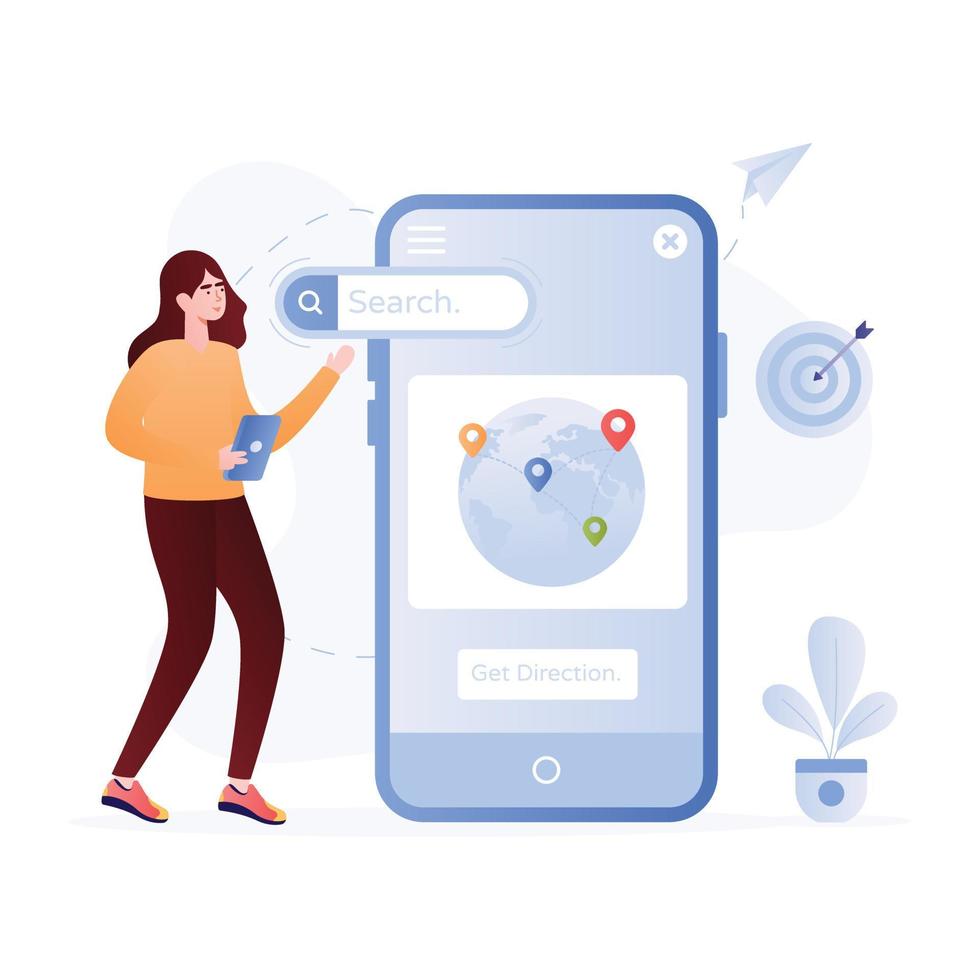 An editable flat illustration of mobile tracking vector
