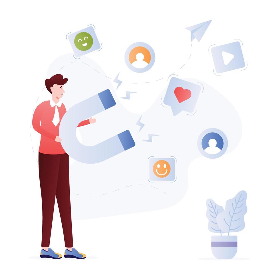 A handy flat illustration of social engagement vector