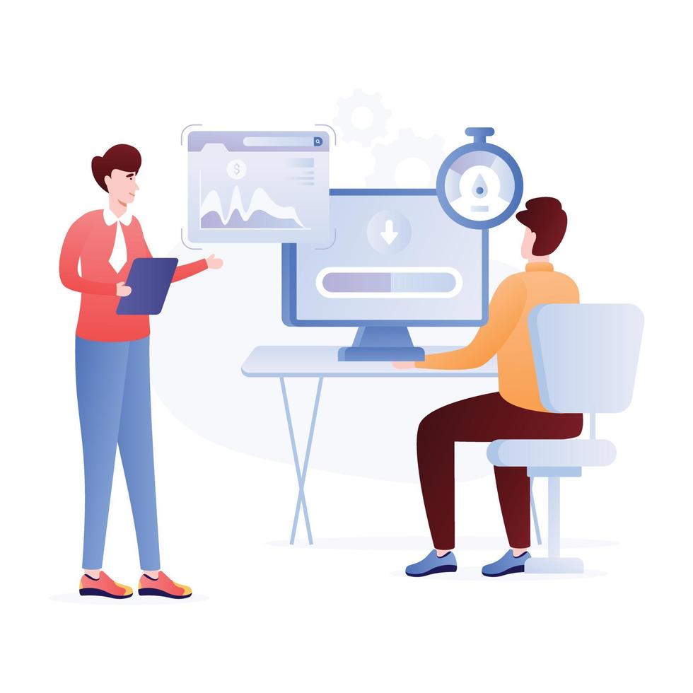 Monitor and mobile with same interface, flat illustration of adaptive design vector