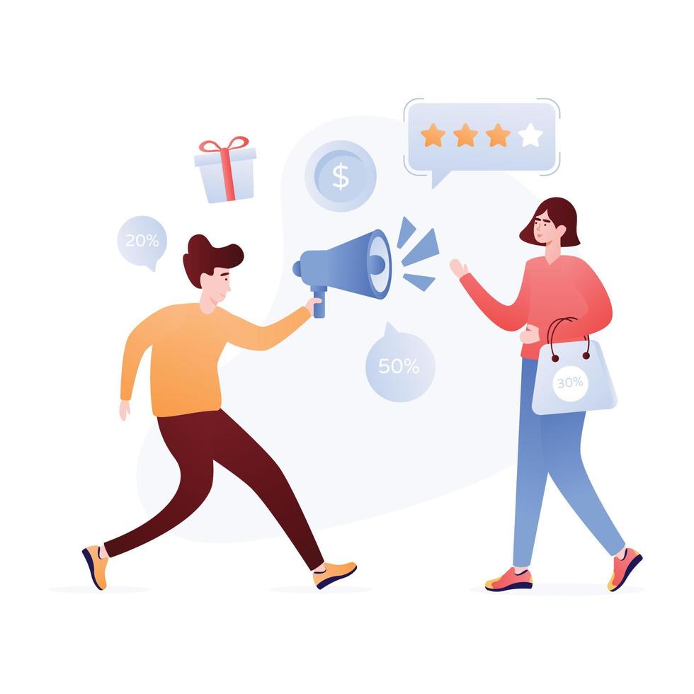 A handy flat illustration of social engagement vector