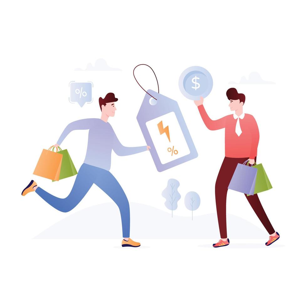 An editable flat illustration of big discount vector