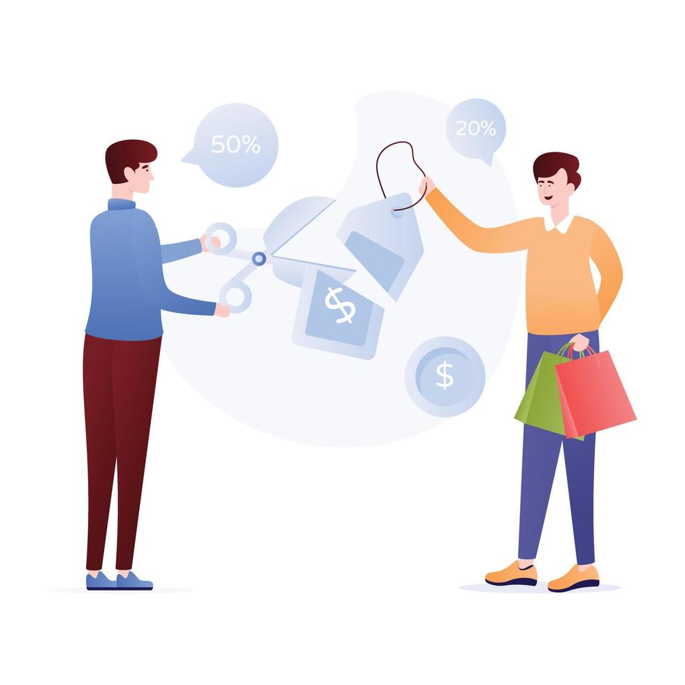 An editable flat illustration of big discount vector