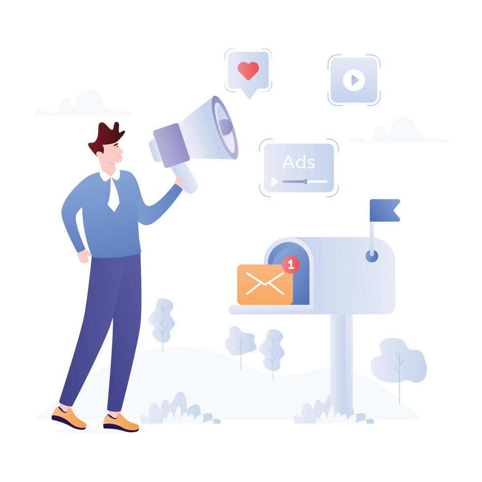 A handy flat illustration of social engagement vector