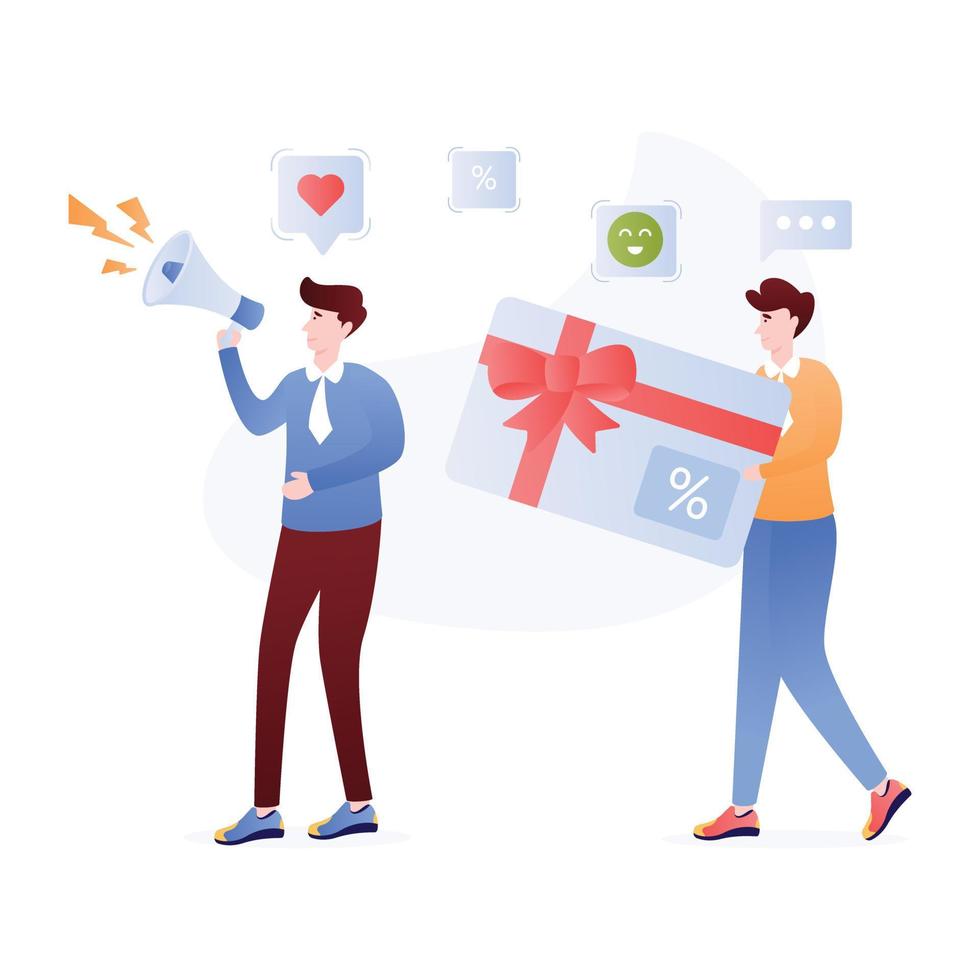 A handy flat illustration of social engagement vector