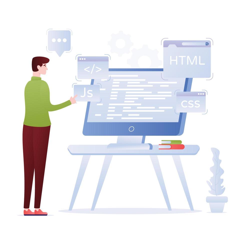 Coding language flat illustration is up for premium use vector