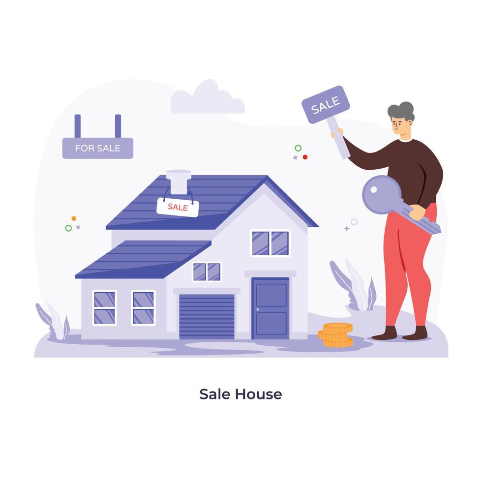 Sale house illustration designed in flat style vector
