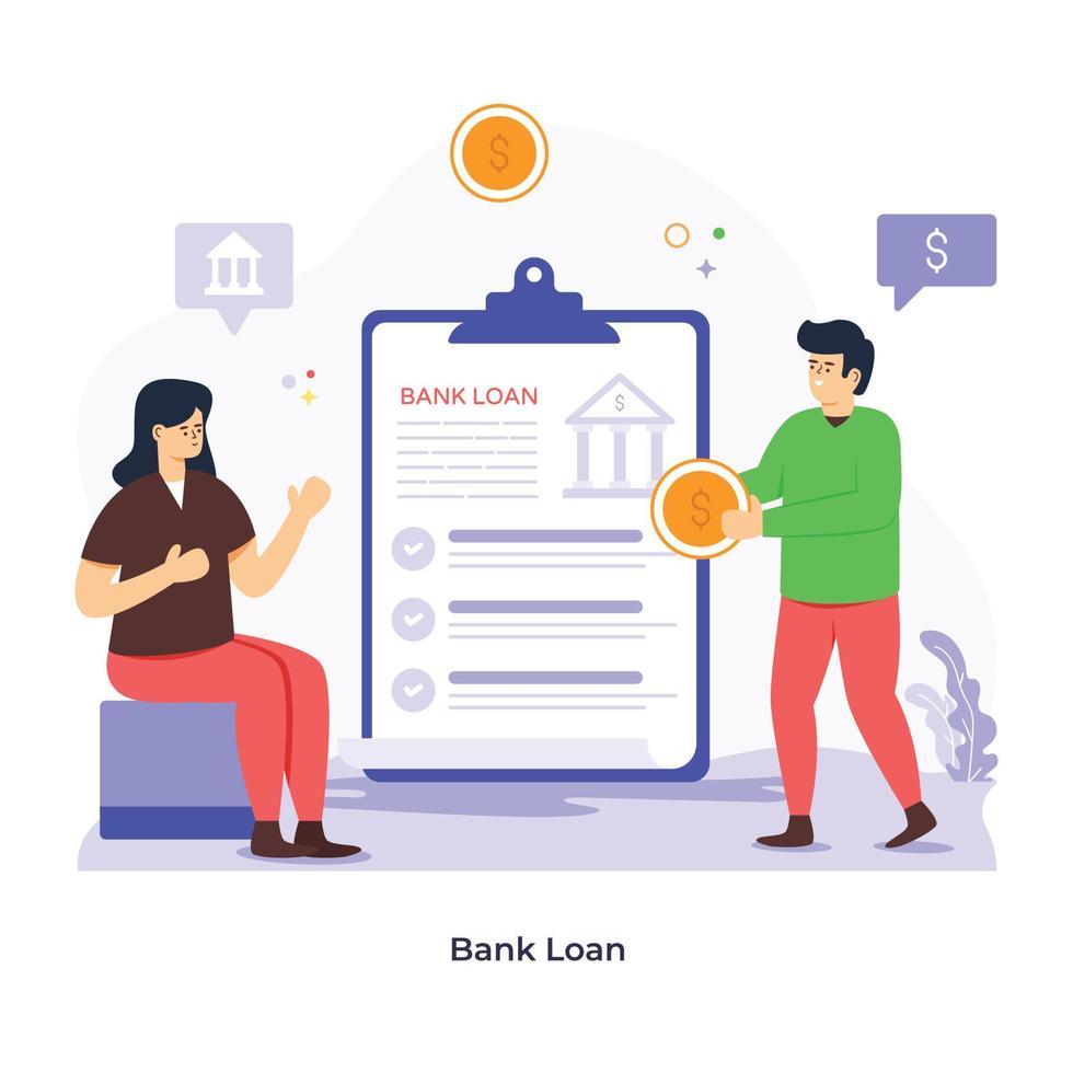 Ready to use flat illustration of bank loan vector