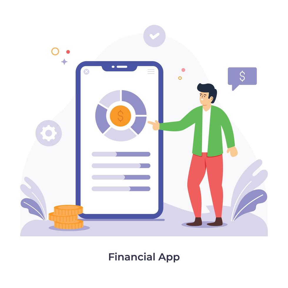 A trendy flat illustration of financial app vector