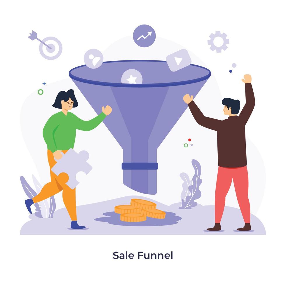 Sale funnel illustration designed in flat style vector