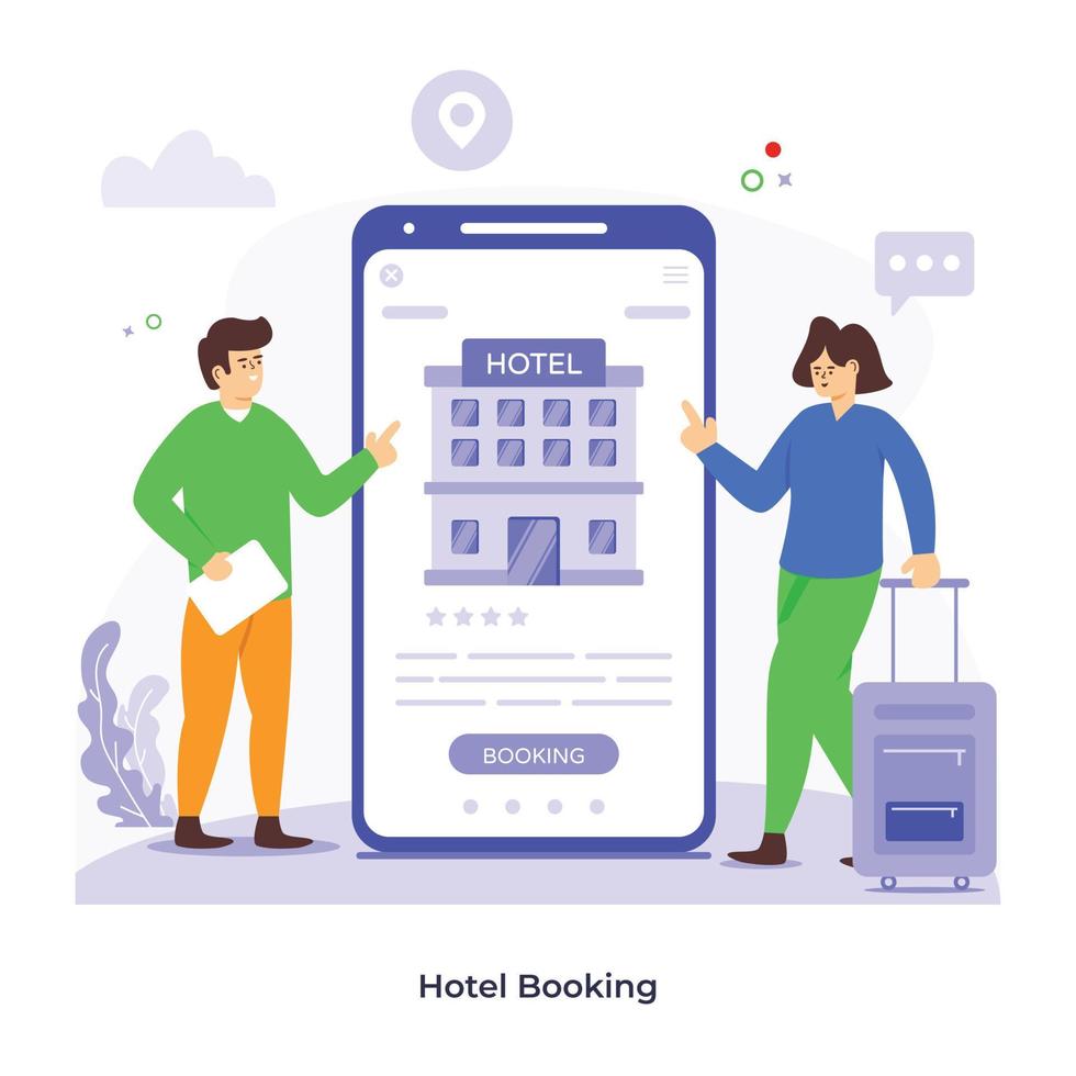 Get your hands on this amazing flat illustration of hotel booking vector