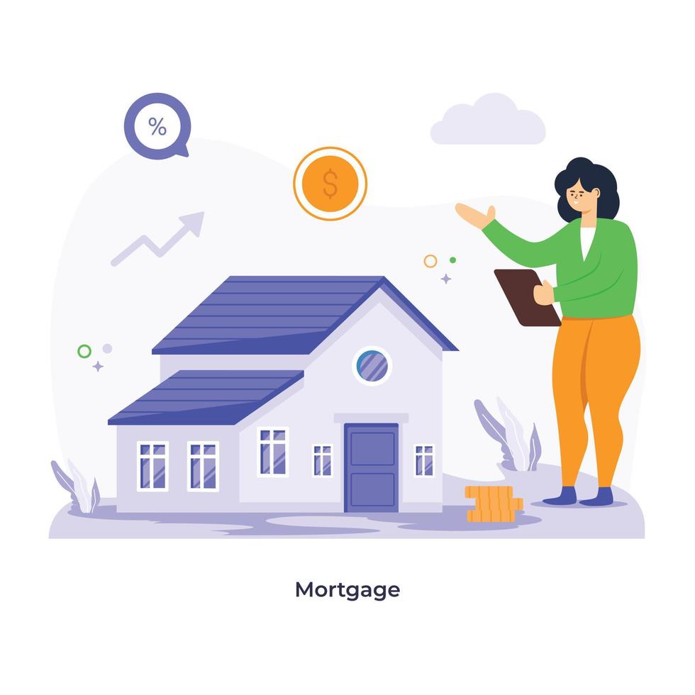 A flat illustration of mortgage is scalable and easy to use vector