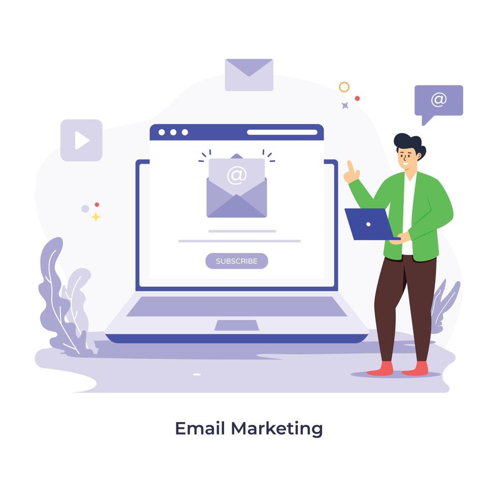 echa un vistazo a la ilustración plana premium de marketing por correo electrónico vector