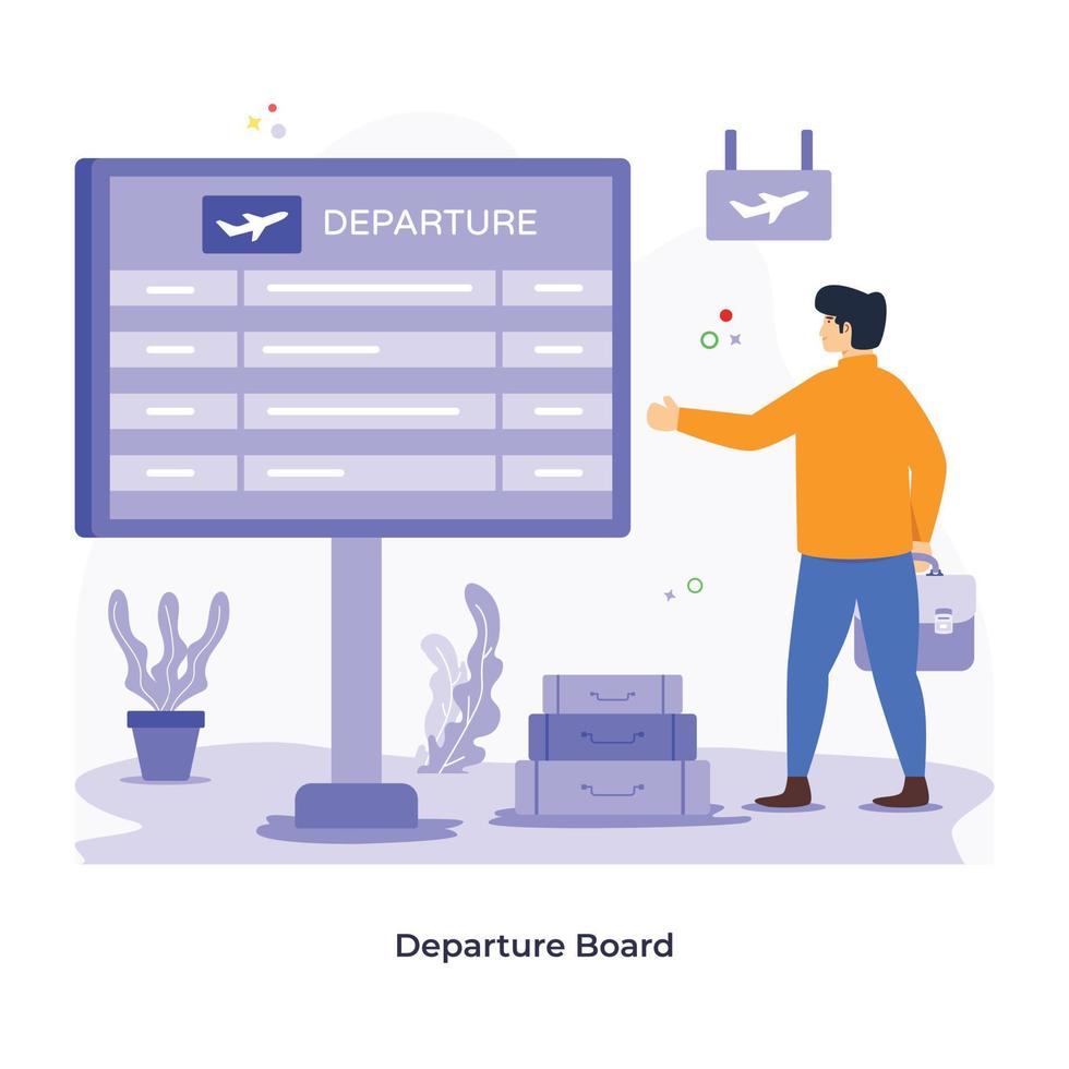 An editable flat illustration of departure board vector