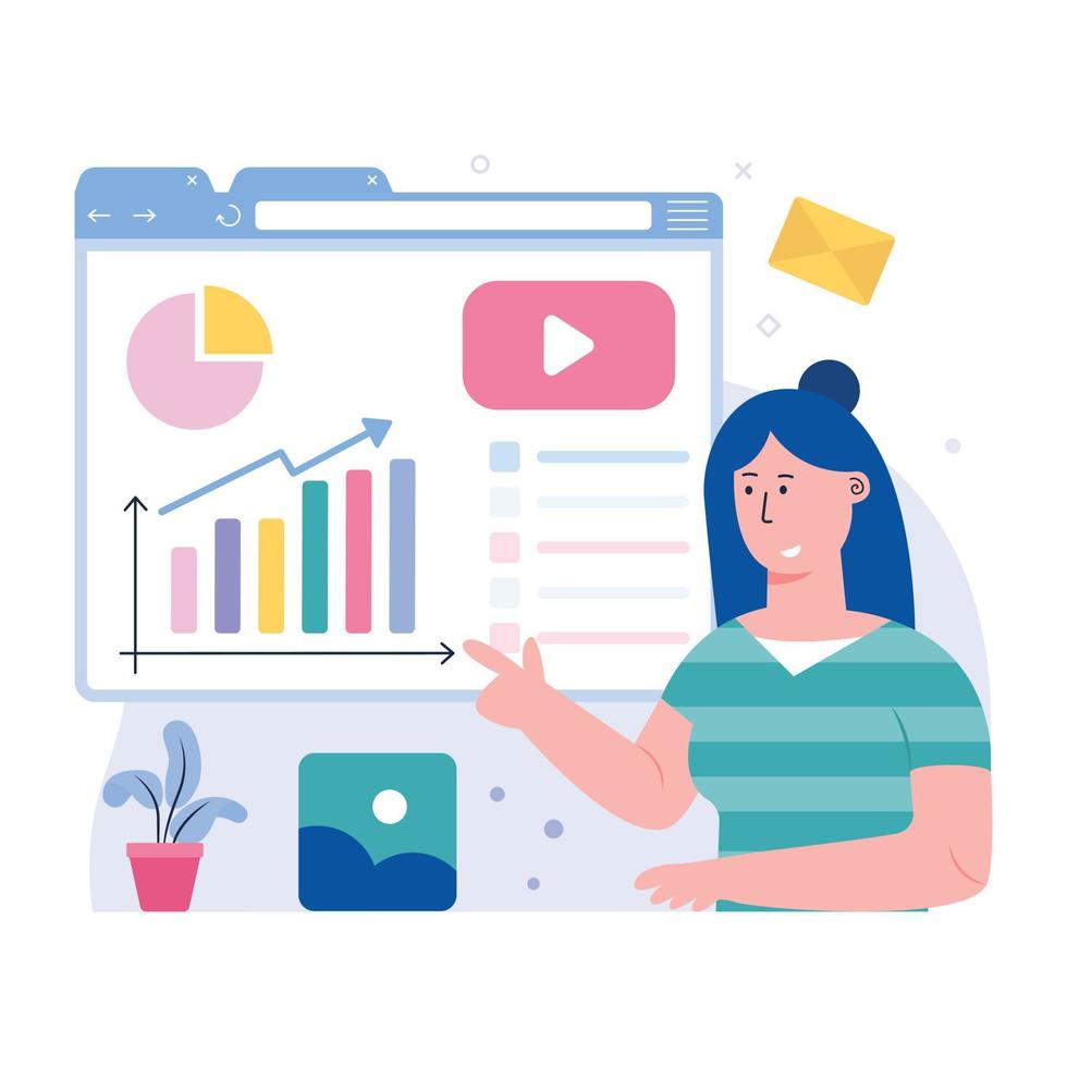 Growth analysis flat illustration is ready for premium use vector