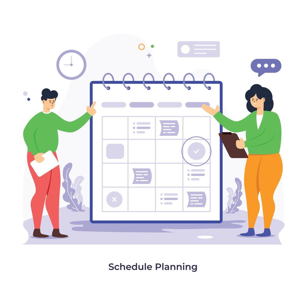 Flat illustration of schedule planning in vector format