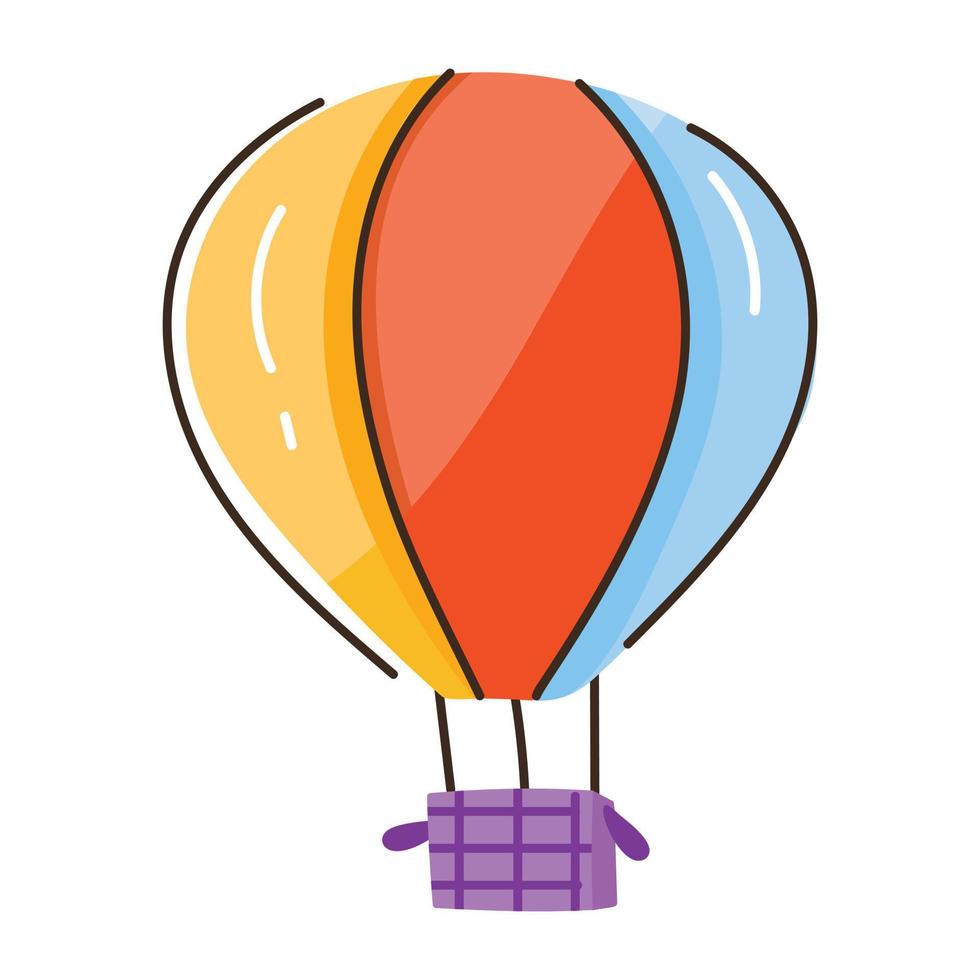 A captivating flat doodle icon of hot balloon vector