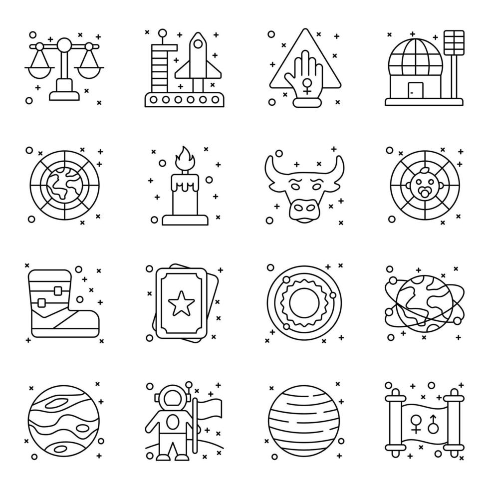 Astronomy and Astrology Linear Icons vector