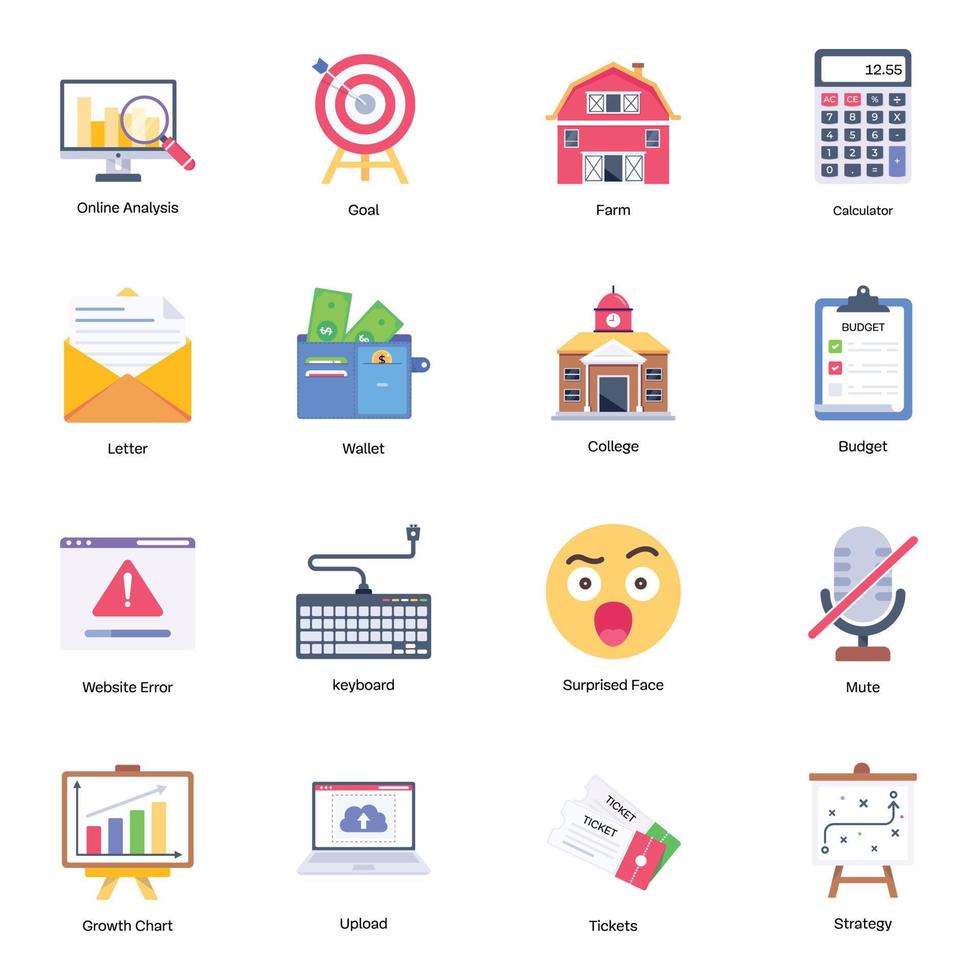 Set of Flat Conceptual Icons vector