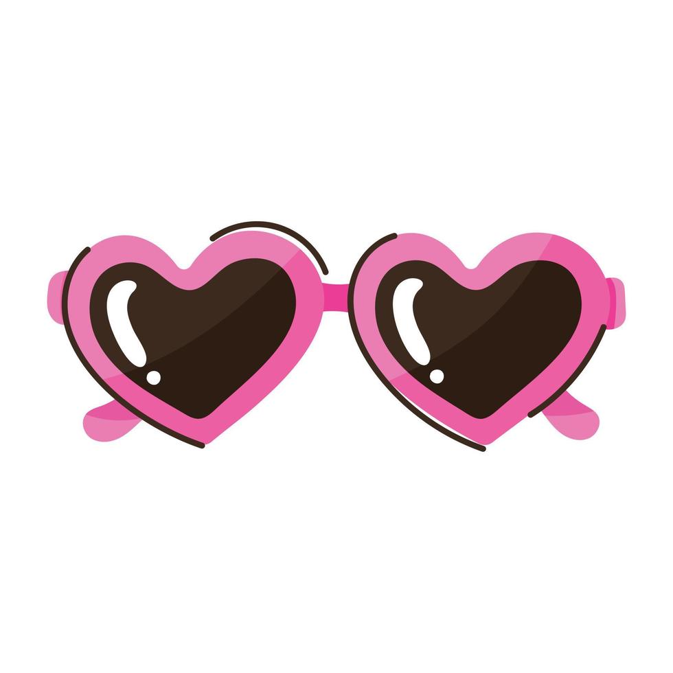 An eye catchy flat doodle icon of heart glasses vector