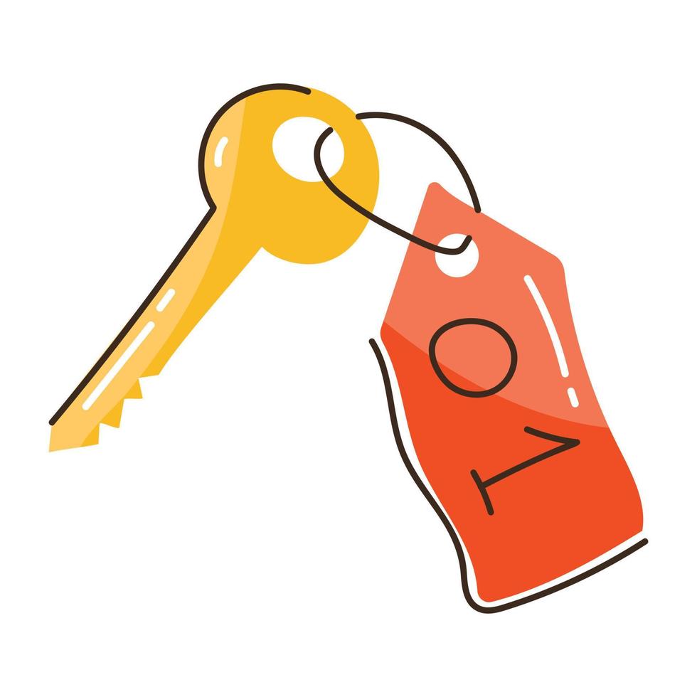 Easy to use flat doodle icon of room key vector