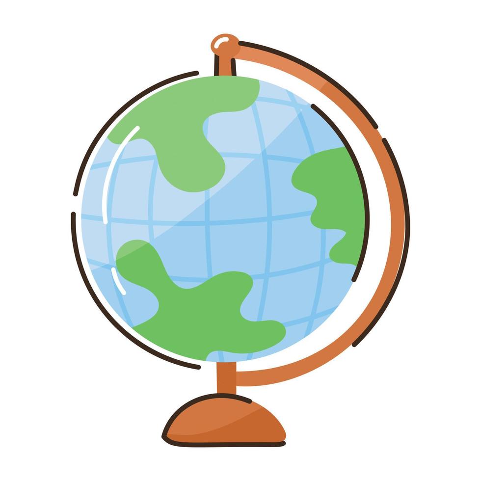 A scalable flat doodle icon of table globe vector
