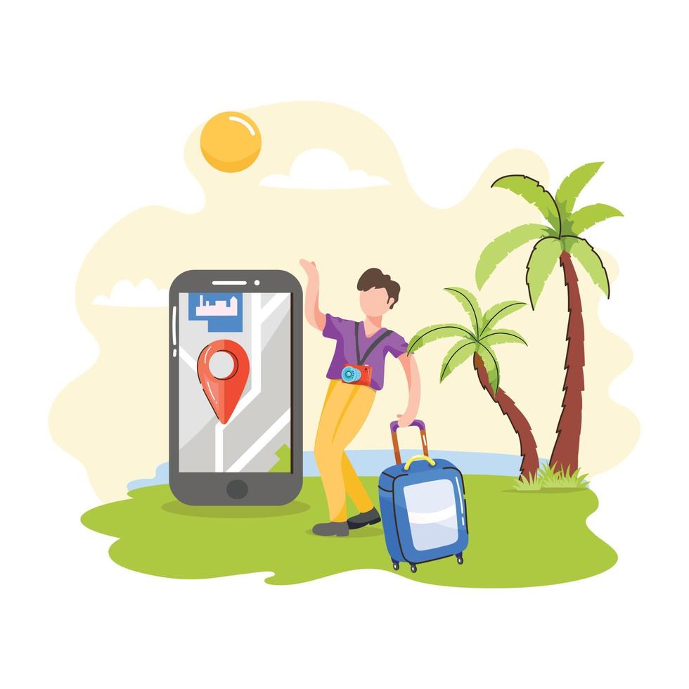 A handy flat illustration of mobile navigation vector