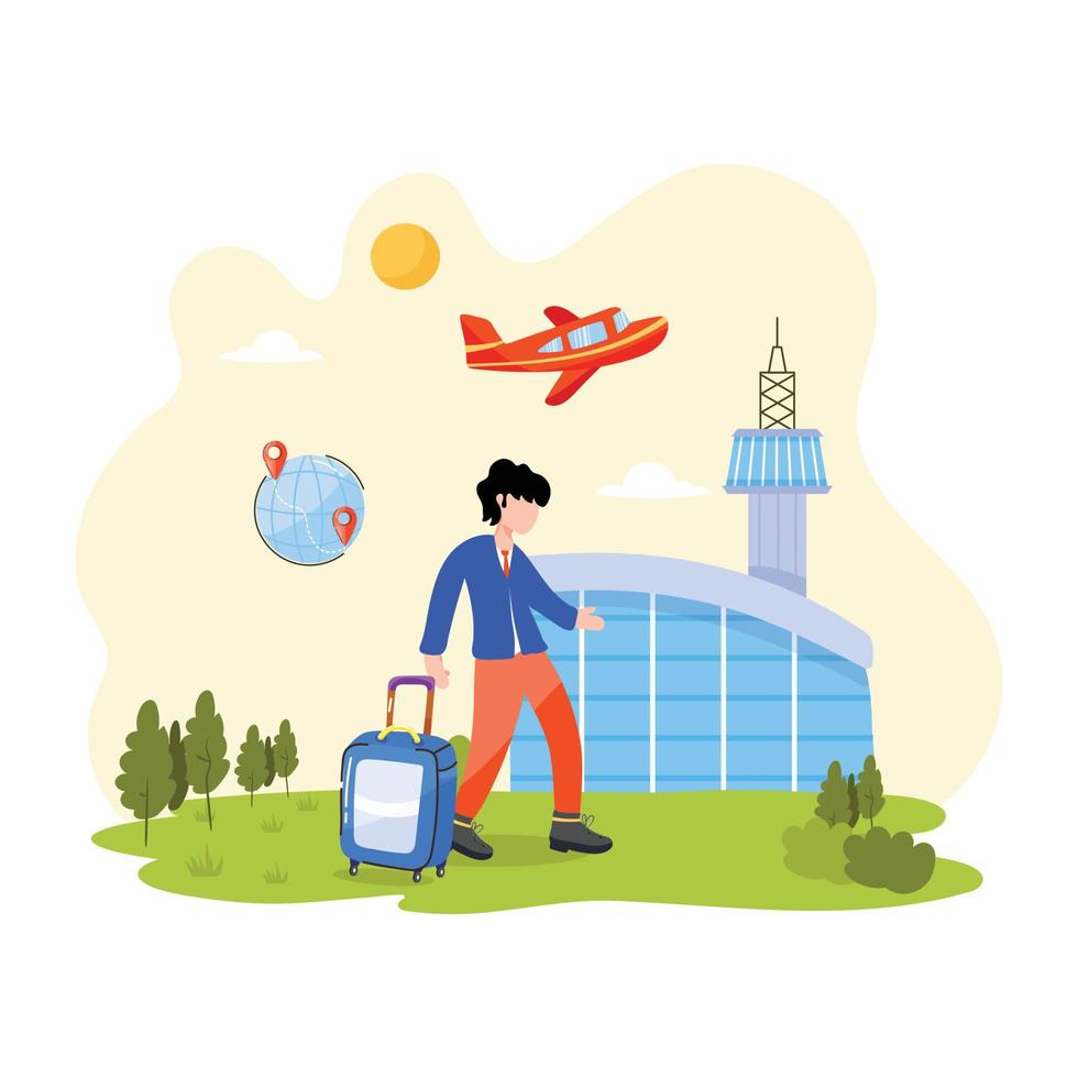 ilustración plana moderna del aeropuerto vector