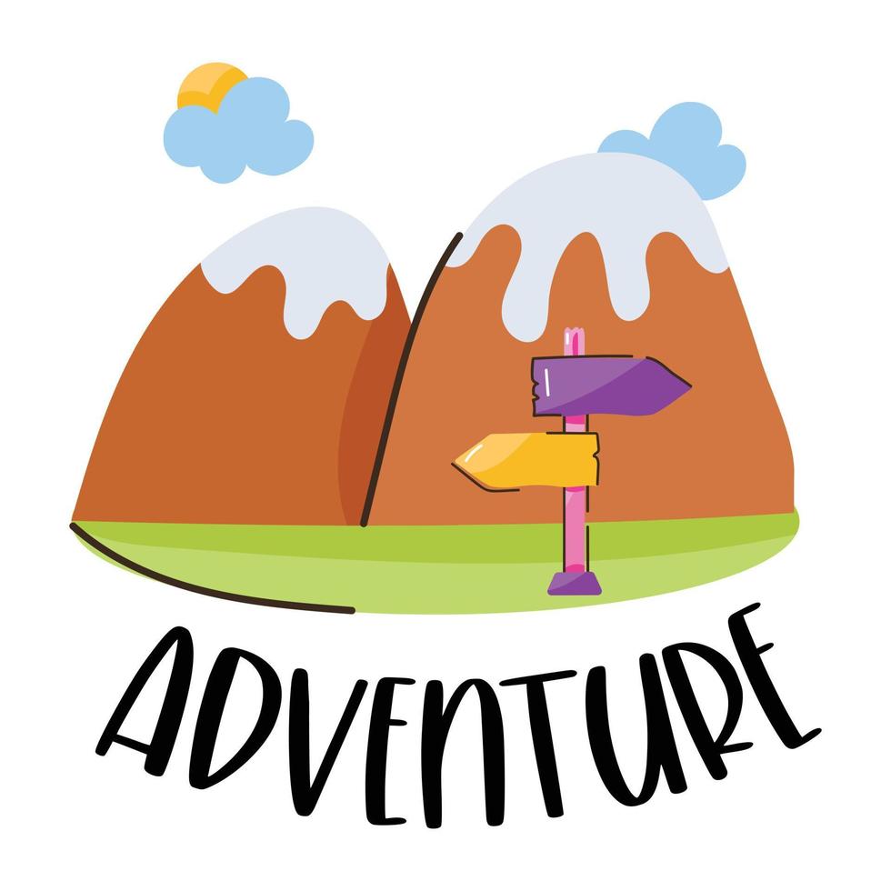 Beautifully designed flat doodle sticker of adventure vector